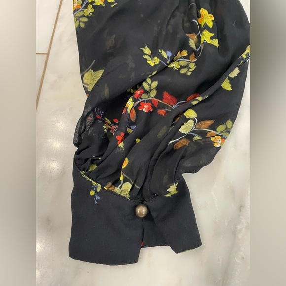 Anthropologie, medium, women’s sheer black floral button up long sleeve dress - Picture 8 of 10